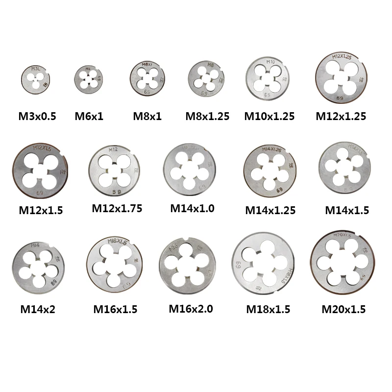 CMCP-troqueles de rosca manual para trabajo de Metal, herramientas de roscado métricas, M3, M6, M8, M10, M12, M14, M16, M18, M20, 1 ud.