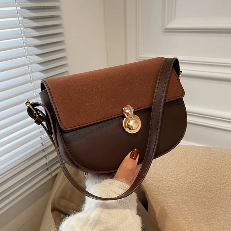 

Small Solid Color Flap Shoulder Bags 2021 Women's Brand Matte Leather Handbag Ladies Luxury Designer Saddle Shape Crossbody Bag