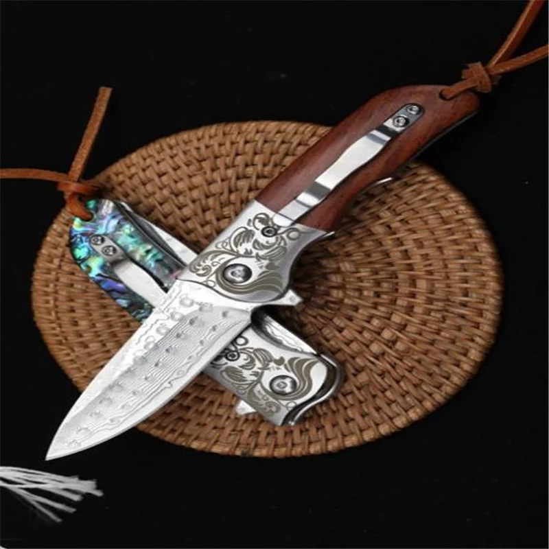 Быстро открывающийся складной нож обезьяны (Дамасская сталь) и высокопрочный