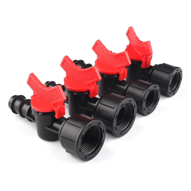 

2pcs 1/2" 3/4"-16 20mm Female Ball Valve PE Irrigation Pipe Connector Threaded Garden Water Connectors Hose Switch