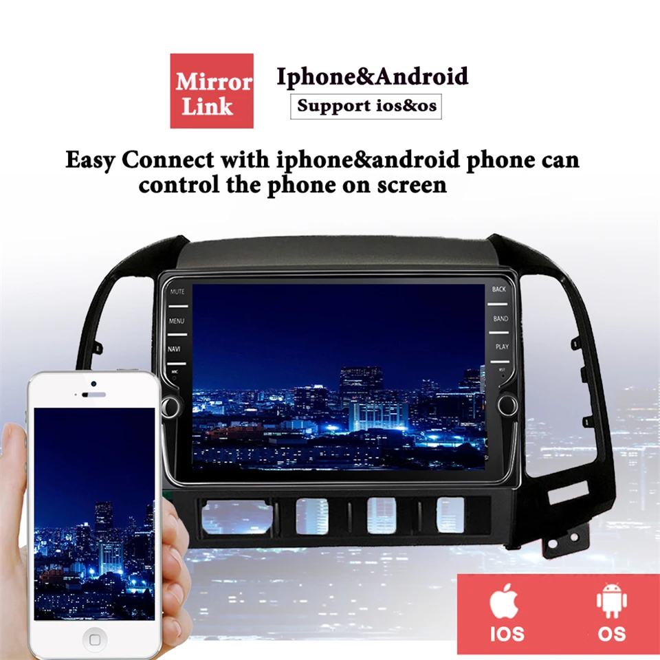 2 din Android 10 0 dvd плеер Bluetooth GPS навигация радио для 2005 06 2007 2008 2009 2010 2011 2012 HYUNDAI SANTA FE