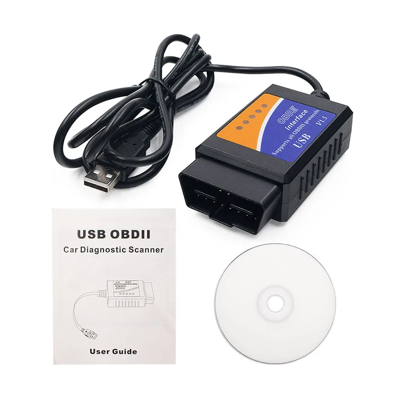 Лучшая цена USB ELM327 V1.5 OBD2 сканер кода ELM327 USB V1.5 Диагностический кабель ELM 327 Поддержка OBD2 протоколы для Windows 7 8 XP