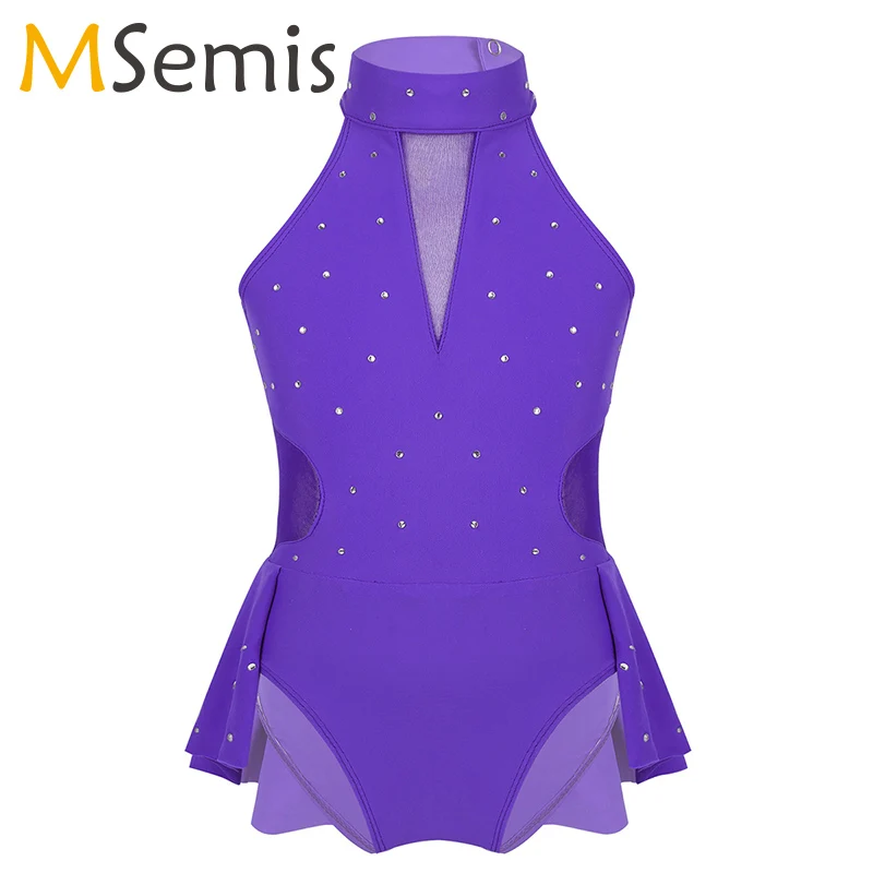 Балерина для девочек балетное платье трико блестящая СТРАЗА с вырезами на спине