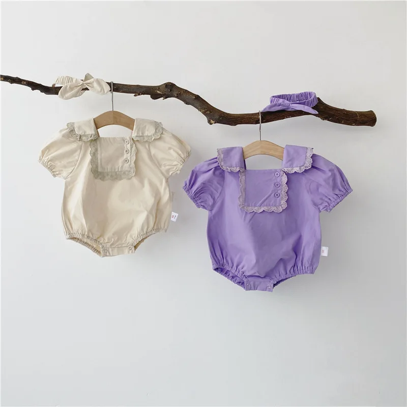 

Girls Romper Overalls 0-2Yrs Korean Style Baby Girls Cotton One-Piece Clothes 2021 Children Jumpsuit Outfits Toddler Romper Set