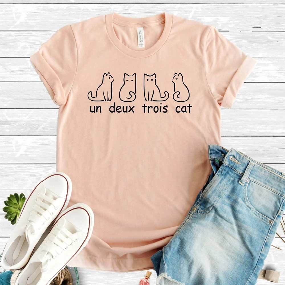 

2020 Un Deux Trois Cat T-shirt French Cat Cute Cat Tee Cat Mom Shirt Cat Lover Gift