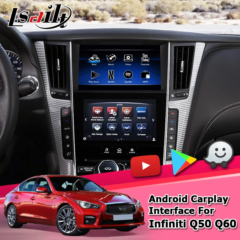Интерфейс Android / carplay для Infiniti Q50 Q60 видеоинтерфейс с GPS навигацией youtube waze Яндекс. by