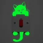 Светящиеся наклейки-переключатели в виде смешной кошки для домашнего декора, для гостиной, детской, спальни, флуоресцентные настенные художественные плакаты с животными