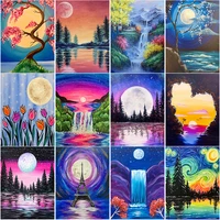 new 5d diy diamond painting sunset diamond embroidery landscape cross stitch crafts full square round drill home decor art gift
