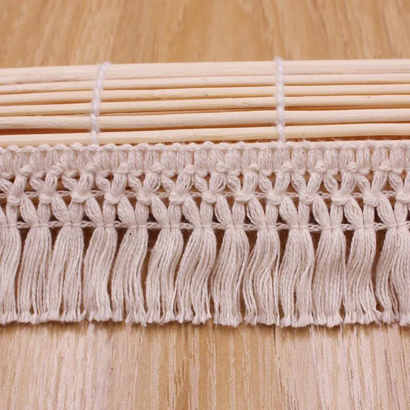 _ 50 ярдов хлопковые бежевые кружева с бахромой Висячие кружевные отделки для