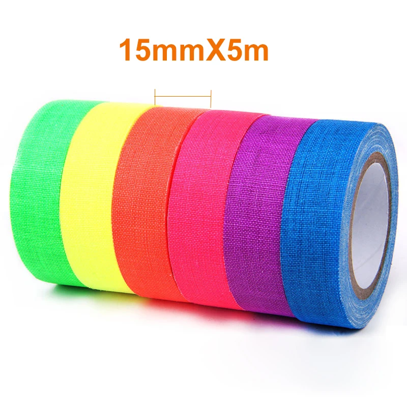 DIY Fluorescent UV Cotton Tape Matt Night Self-Adhesive Glow In The Dark Luminous Tape For Party Floors Stages Whiteboard images - 6