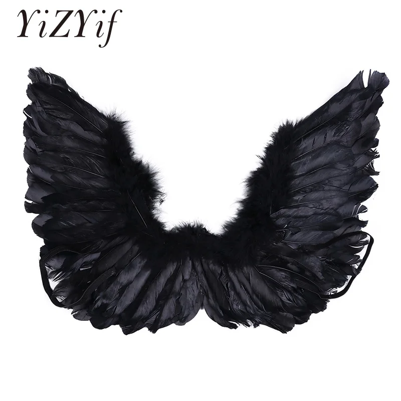 Черные крылья искусственные перья сценическое шоу косплей костюм маскарадный
