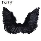 Черные крылья, искусственные перья, крылья, сценическое шоу, косплей-костюм, маскарадный карнавал, искусственные крылья для косплея