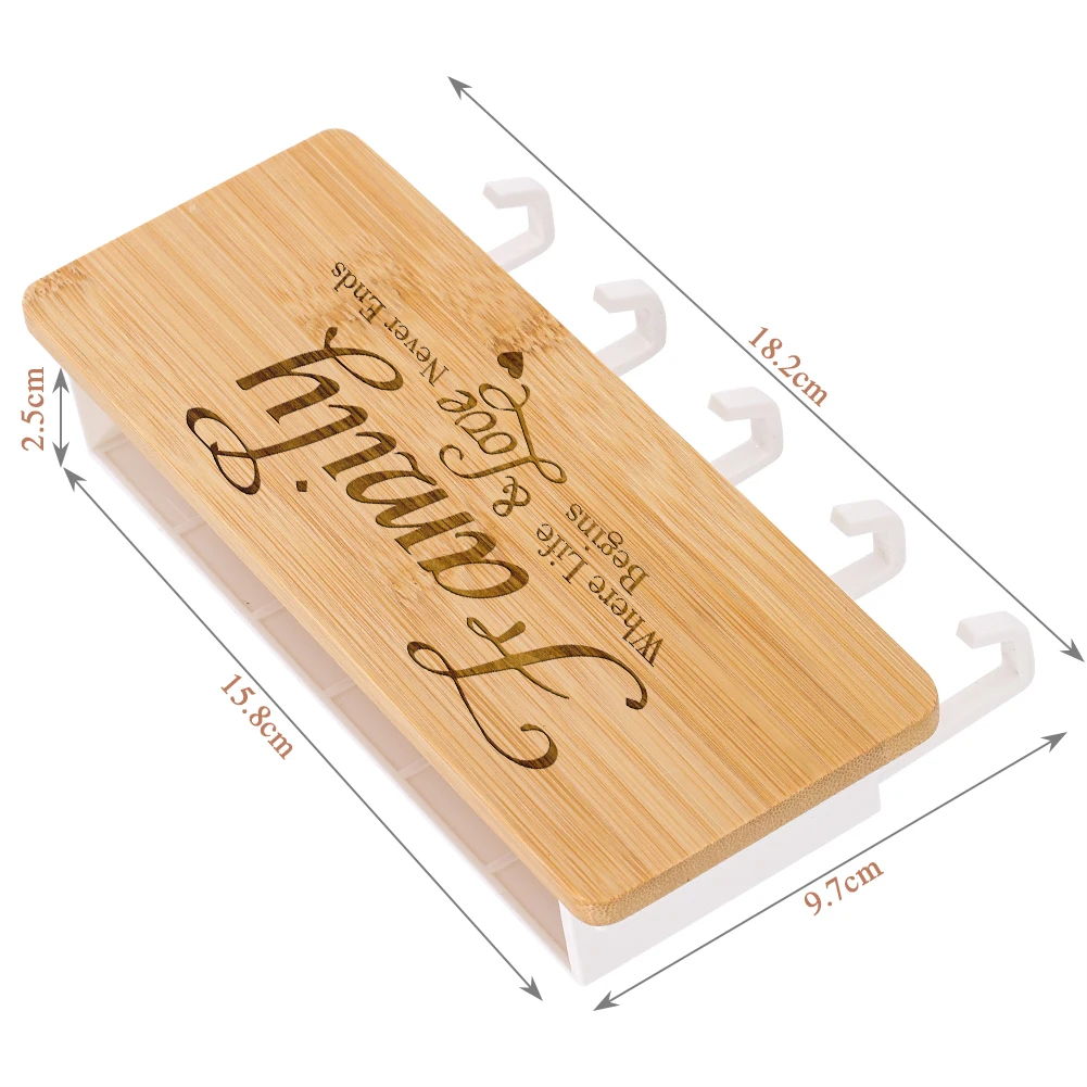 

LOVE Family Key Holder Wooden Sundries Storage Box Household Keys Hangers Save Space Practical Door Wall Home Decor Coat 5 Hooks