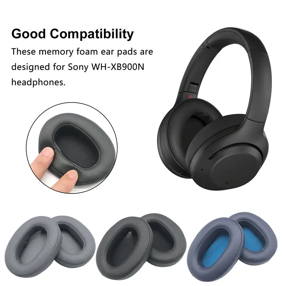 Almohadillas de cuero de repuesto para auriculares Sony WH-XB900N, cubierta de memoria,...
