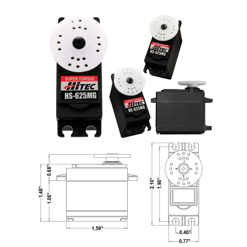 Оригинальный Новый Hitec HS 625MG металлическая Шестерня Двойной BB сервопривод