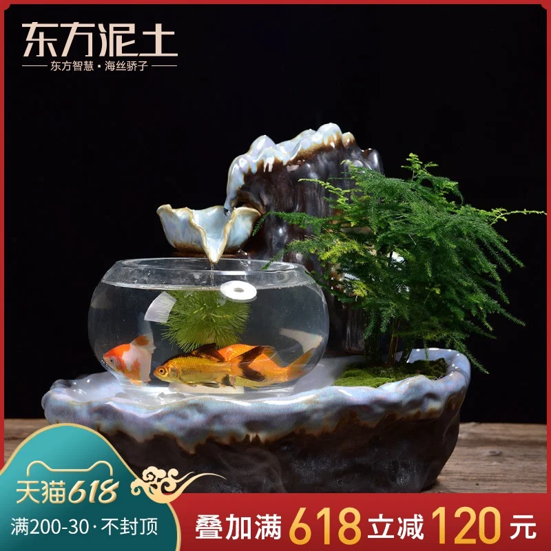 

Домашний маленький керамический увлажнитель воздуха для гостиной, аквариума, украшение для воды, цикл удачи, украшение фэн-шуй, Настольный ...