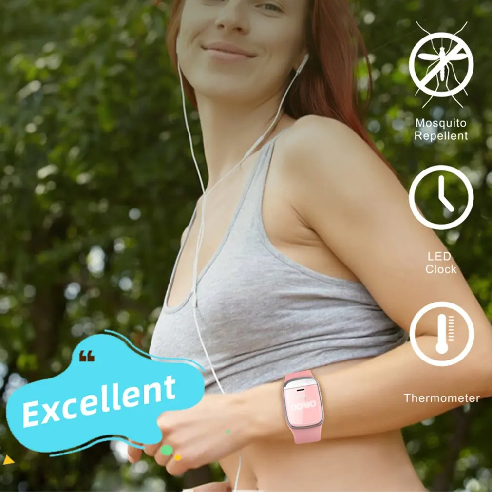 

M20 Ultrasonic Mosquito Repellent Bracelet Kids Watch Mosquito Repellent + Clock + Temperature Measurement Bracelet