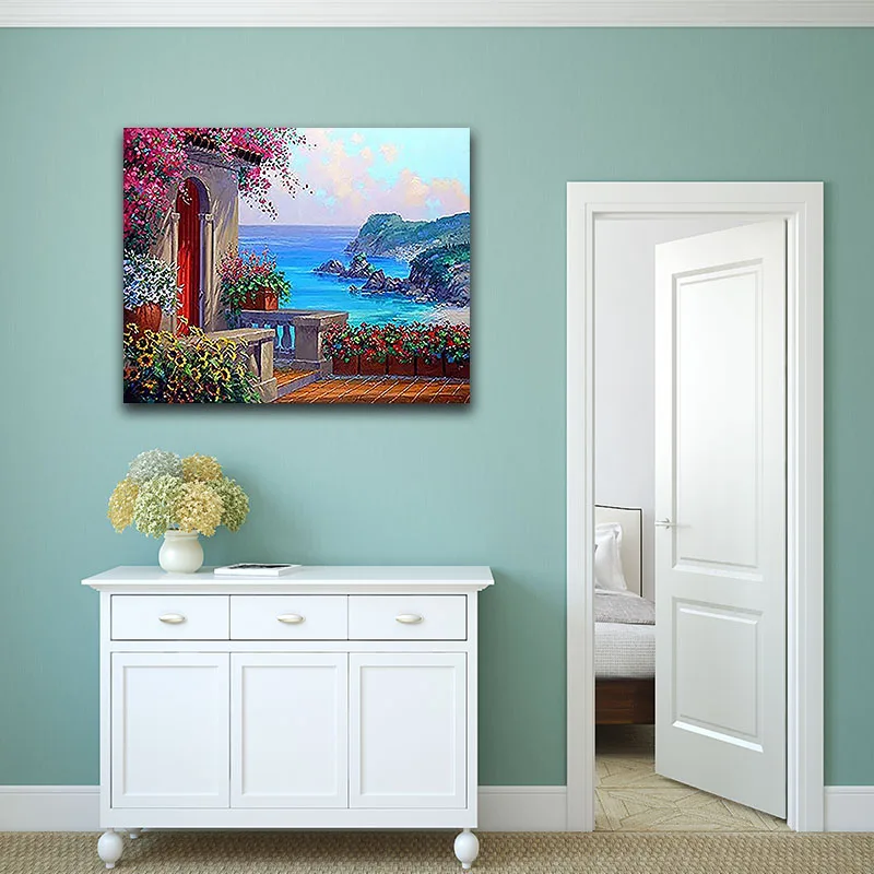 DIY картинки для раскраски по номерам с цветами Приморский сад дача картина