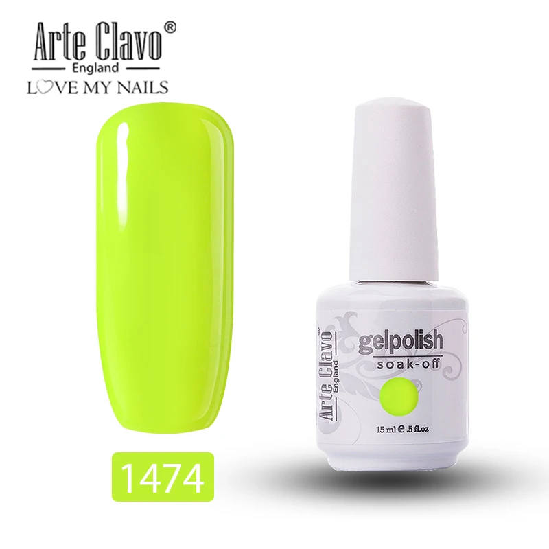 1474 Arte Clavo 15ml New Color Gel Nail Polish UV Glitter Nail Gellak Matt Top Base Soak Off Nail Art Design Lacquer Nail Gel Varnish - Цвет: 1474