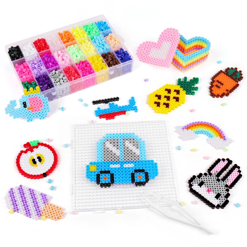 

4300 шт Бусины Хама 5 мм коробка плавкий предохранитель бисер 3D головоломка игрушка для детей Интерактивные игрушки гладильная бусина пазл ра...