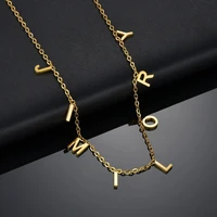 customized fashion name letter necklace mens women customized stainless steel gold initial name pendant necklace gift