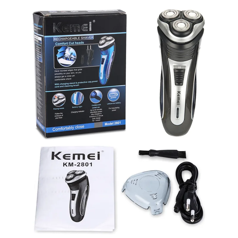 

Kemei Electric Shaver for Men Wireless 3D Triple Floating Blade Heads Rechargeable Beard Razor Smart Control Shaving Machine F30