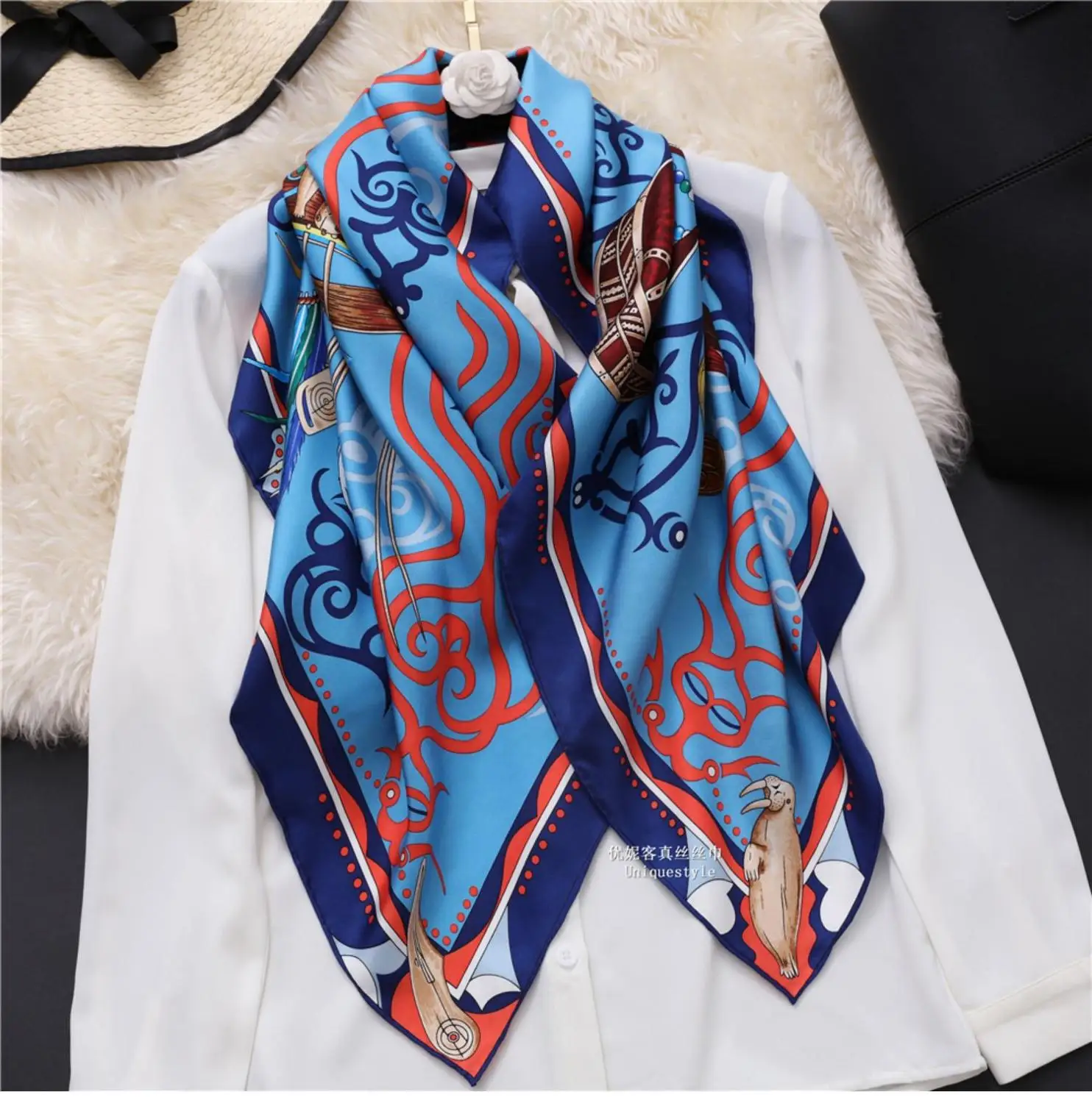 2019 Новое поступление модный элегантный брендовый 100% шелковый шарф 90*90 см