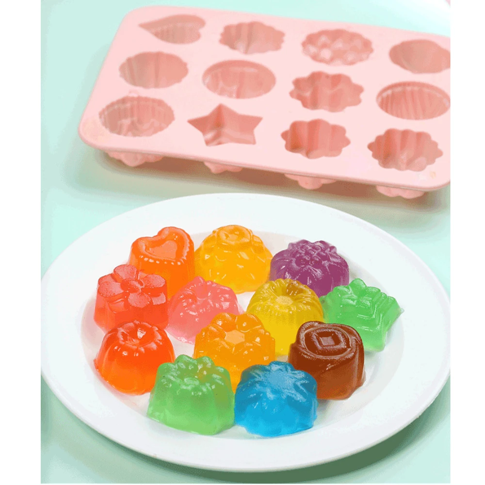 Silicone 12 Flowers Form For Muffin Silikon Bakeware Rubber Baking Mould DIY Chocolate Egg Tart Mold Ice Tray kitchen accessorie