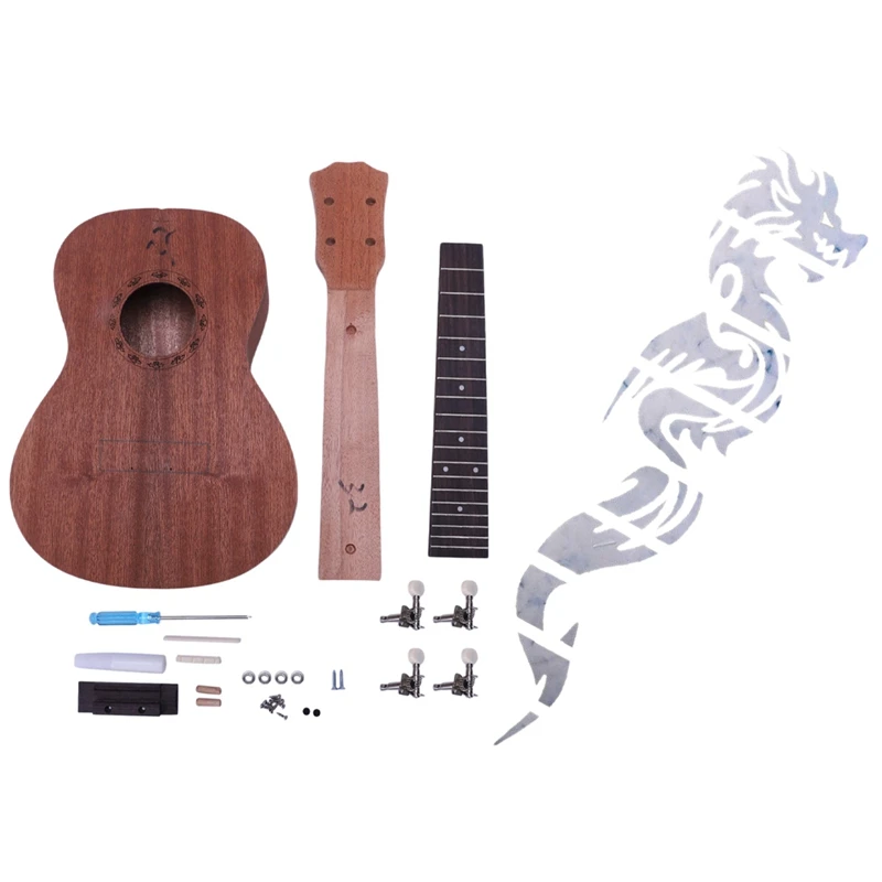 

Набор для творчества «Дракон гитара», наклейки/маркеры для гитары, шеи, концерта, укулеле, красное дерево 23 дюйма, 4 струны