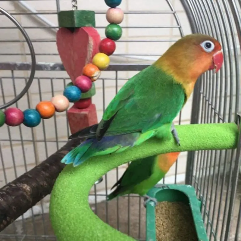 

K3NA Parrot Perch Bird Stand Wooden U Shape Nail Perches Claw Grinding Cage Toys for Parrot Cockatiel Parakeet Conure