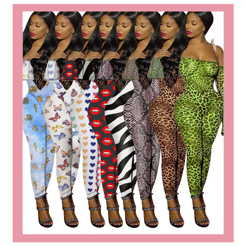 Прозрачный сетчатый комбинезон с леопардовым принтом для ночного клуба