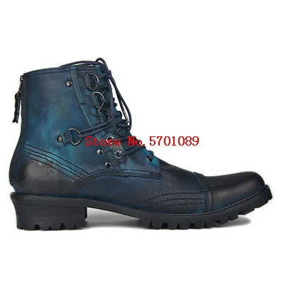 

Man Punk Rock Boots Genuine Leather Handmade British Cowboy Retro Buckle Leather Chukka Designer Boots Chelsea Boots Shoes