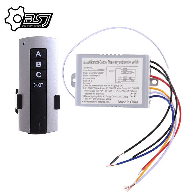 

220V 3 Channel Wireless Remote Control Switch Digital Remote Control Switch for Lamp & Light HT034