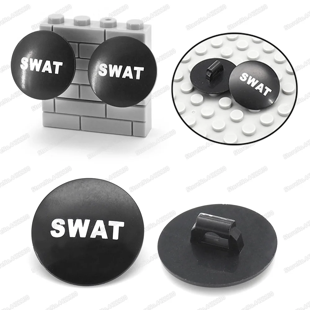 Military Black Bulletproof Shield Building Block Moc Troop Figures Army Riot Equipment WW2 Model Child Christmas Brick DIY Toys | Игрушки и