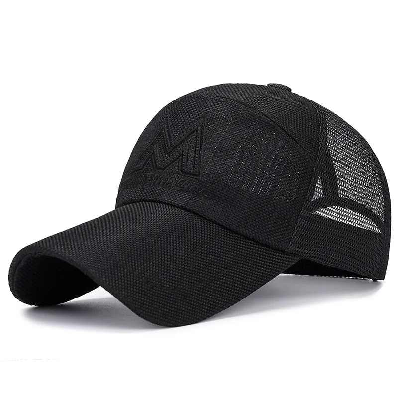 Black Мужские Snapback шапки летние из дышащего хлопка сетчатая бейсболка Мужская модная с буквенной вышивкой хип хоп кости спортивная шапка - Цвет: Black