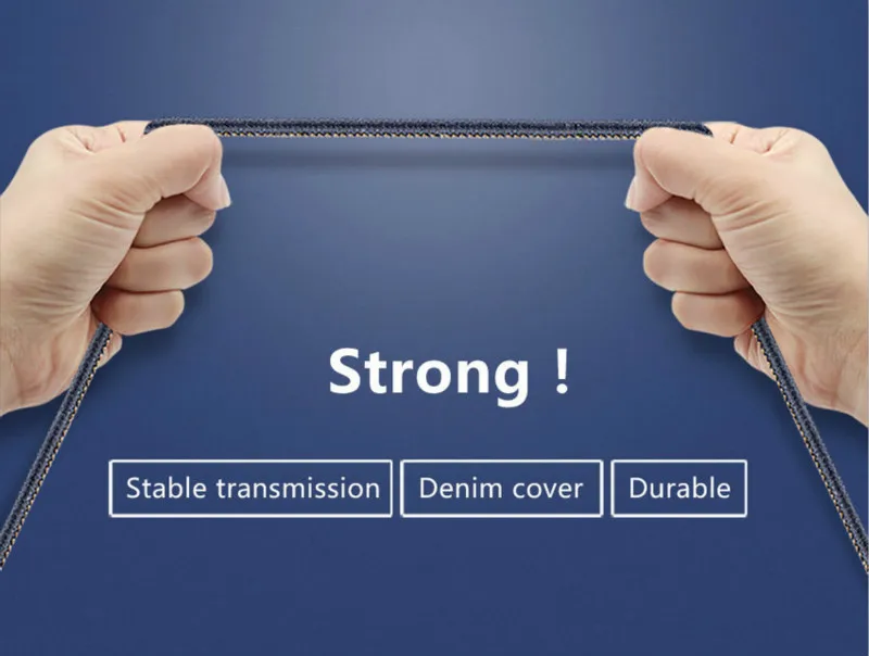 Denim USB Cable 1m 2m For iPhone/Micro/Type C Fast Charge Cable Cowboy Style Data Cable ChargingFor iPhone Sumsang Xiaomi Redmi