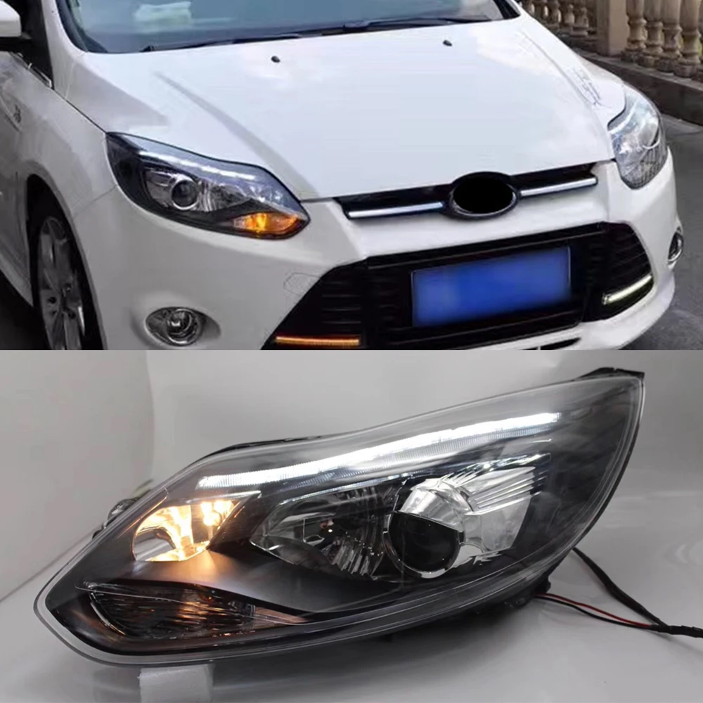 1Pair Car Styling for focus ST Style LED DRL H7 Hid Option Angel Eye Bi Xenon Beam for Ford Focus 3 LED Headlight 2012 2013
