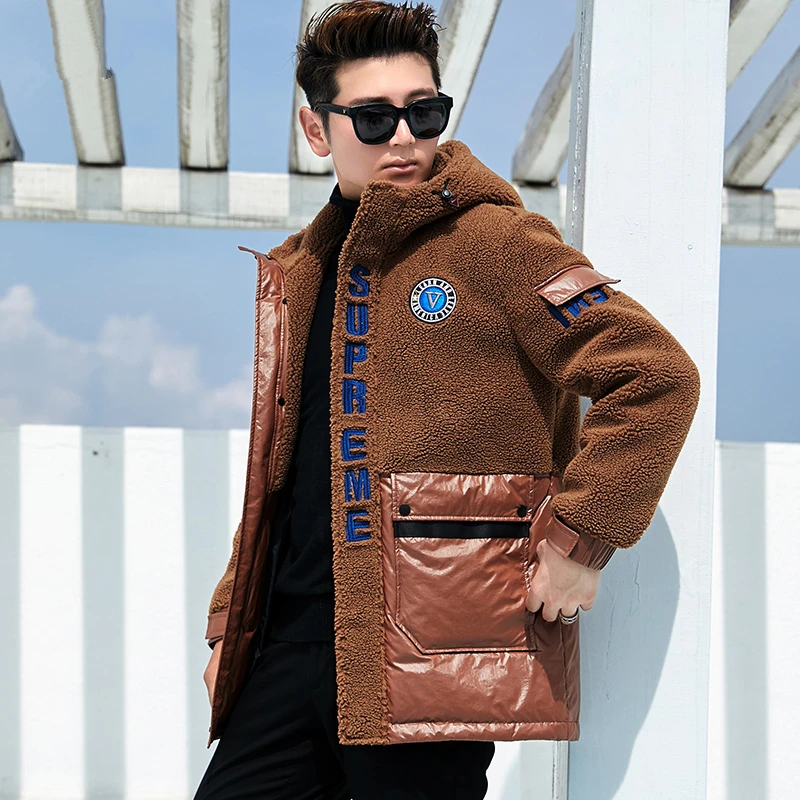 90% белый пуховик для мужчин Зимняя шерстяная пуховая куртка Толстая мужская