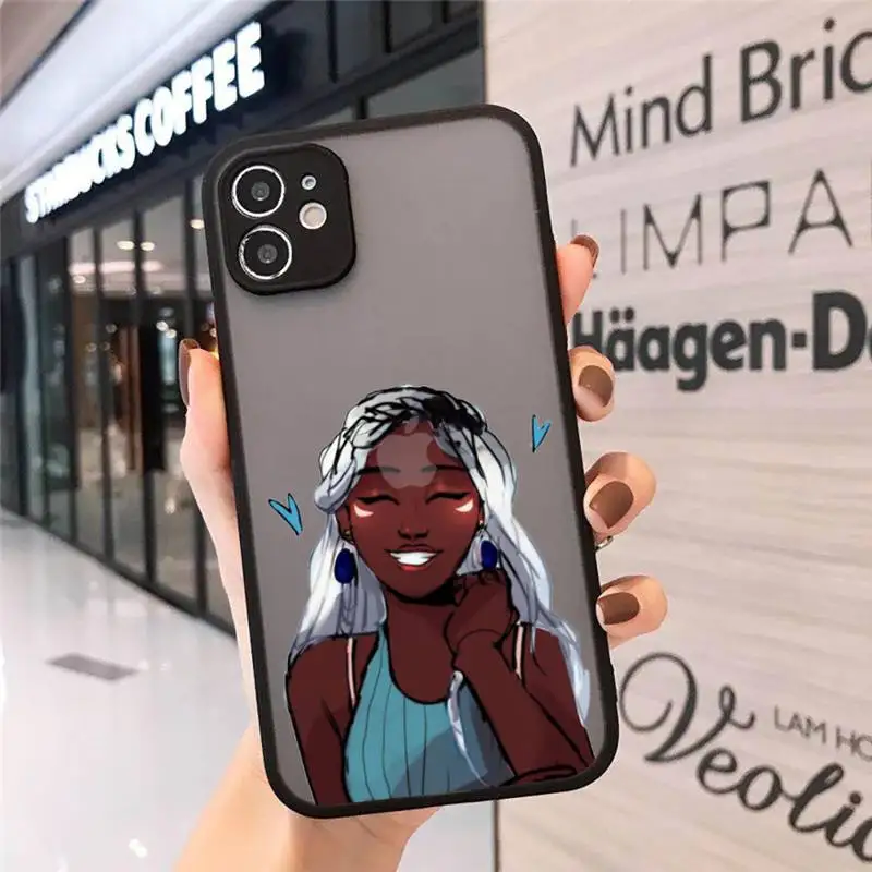 

Afro Girls Black Women Art Phone Cases matte transparent For iphone 7 8 11 12 plus mini x xs xr pro max cover