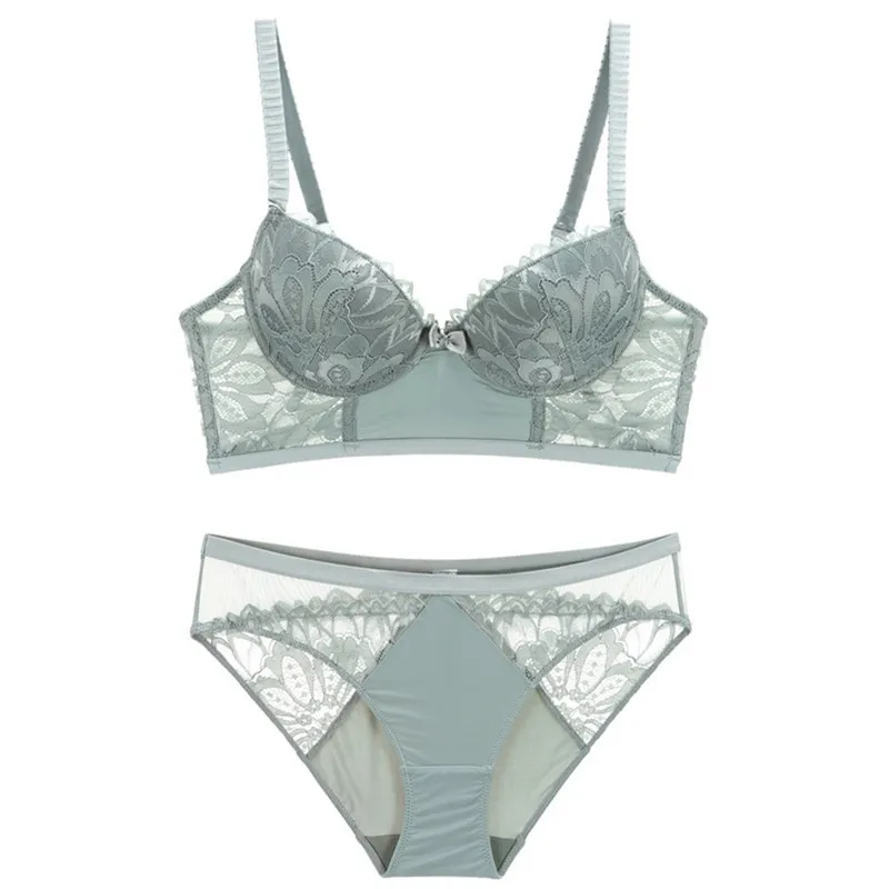 Комплект нижнего белья женский бюстгальтер с пуш апом толстый черный хлопковый