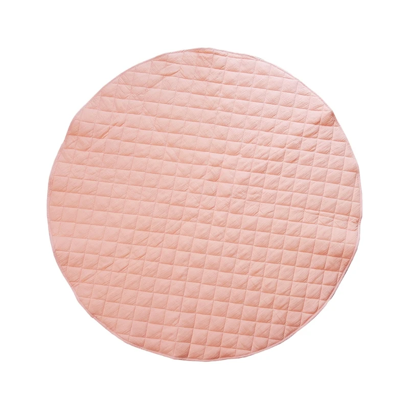 

W3JF Baby Play Mat Cotton Round Solid Color Soft Breathable Crawling Pad Kids Children Floor Rug Game Blanket Gym for Infants