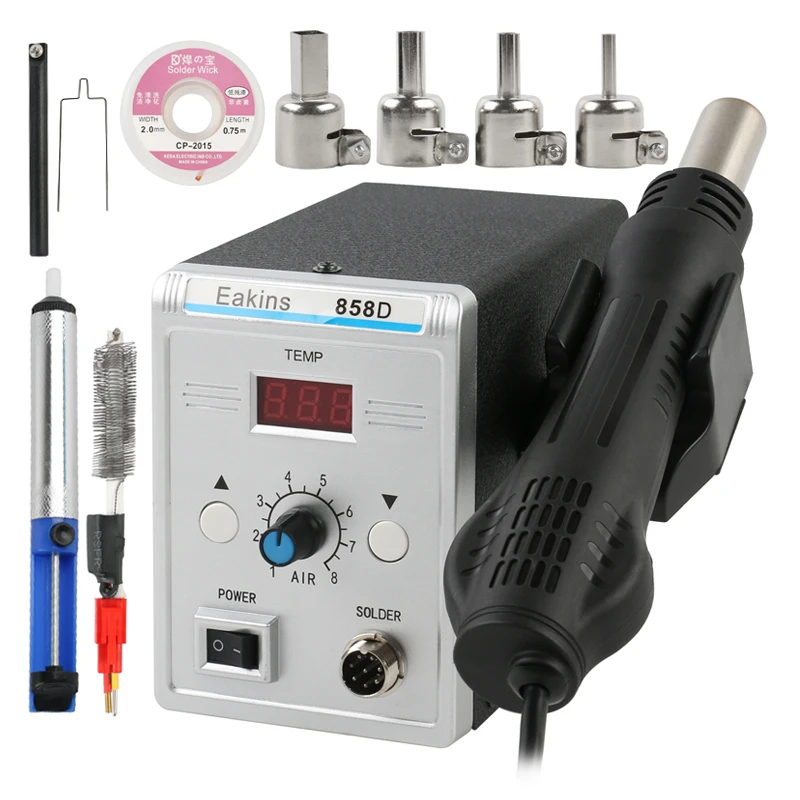 Регулируемая паяльная станция 858D цифровая с термофеном BGA сварочная 220 В для