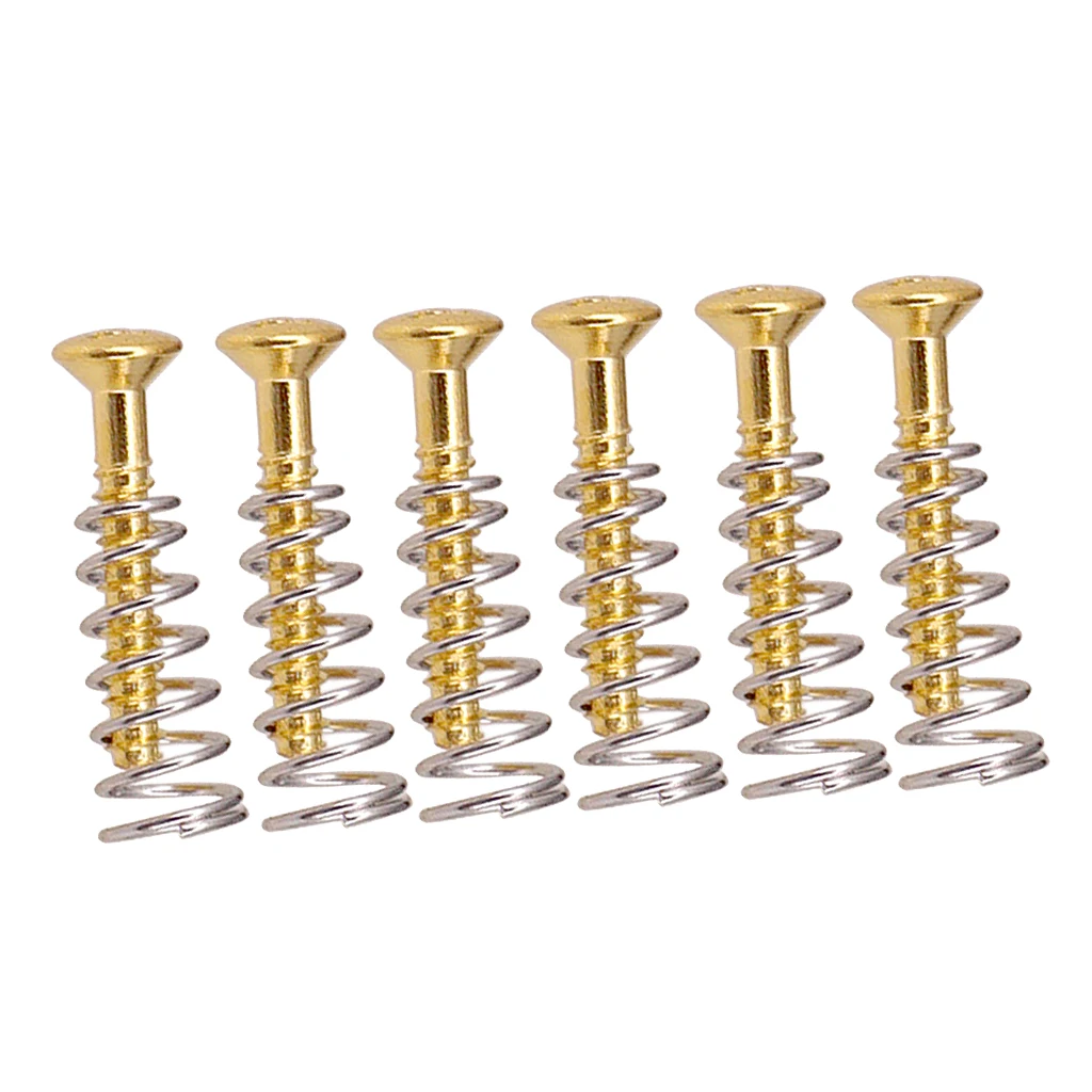 6 pcs von set gitarre single coil pickup flache schrauben federn für elektrische gitarrebass pickup der reparatur teile gold free global shippin