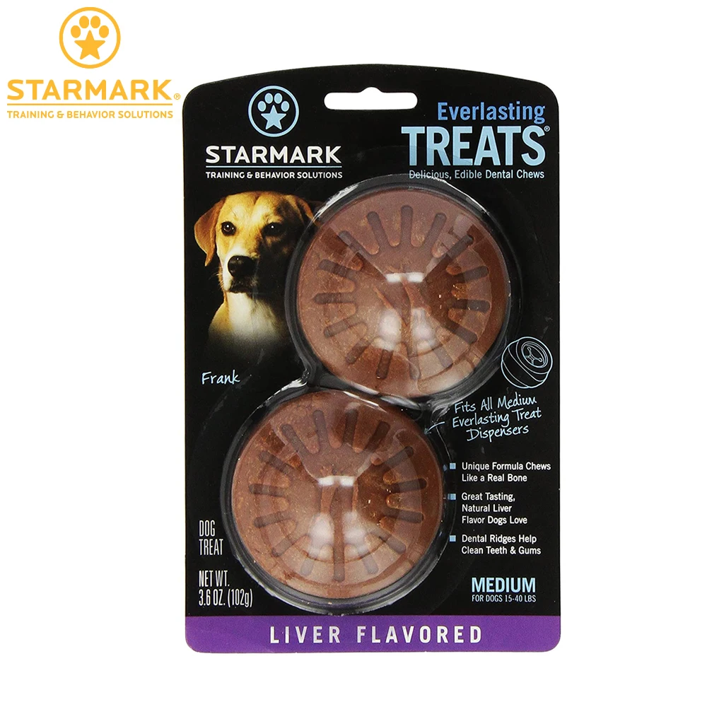 

Starmark Everlasting Dog Treat Molar Biscuits Chew Toys Chicken /BBQ /Liver/ Vanilla Mint (2 Treats)