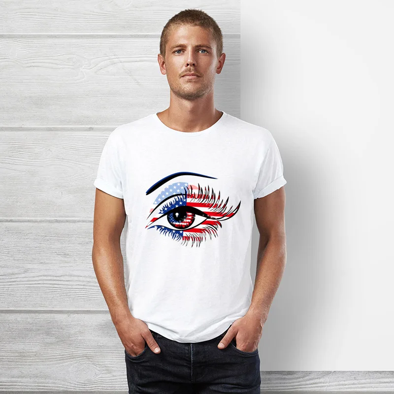 

American T shirt men's tee print American street hip hop tops American Wind star stripe flag t-shirts