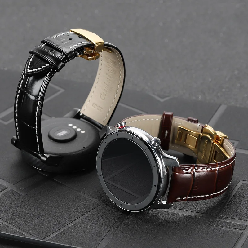22 мм браслет из натуральной кожи для Amazfit GTR/GTS/Amazfit Stratos сменный ремешок аксессуары