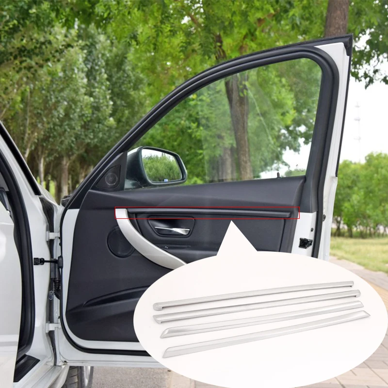 

4Pcs Matte Silver ABS Chrome Car Interior Door Decoration Strips Trim For BMW 3 Series F30 2017-2019 Year Car Accessories