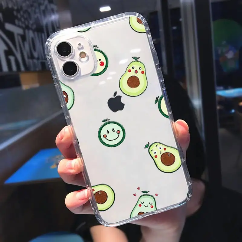 

Avocado cute cartoon fruit Phone Case Transparent soft For iphone 5 5s 5c se 6 6s 7 8 11 12 plus mini x xs xr pro max