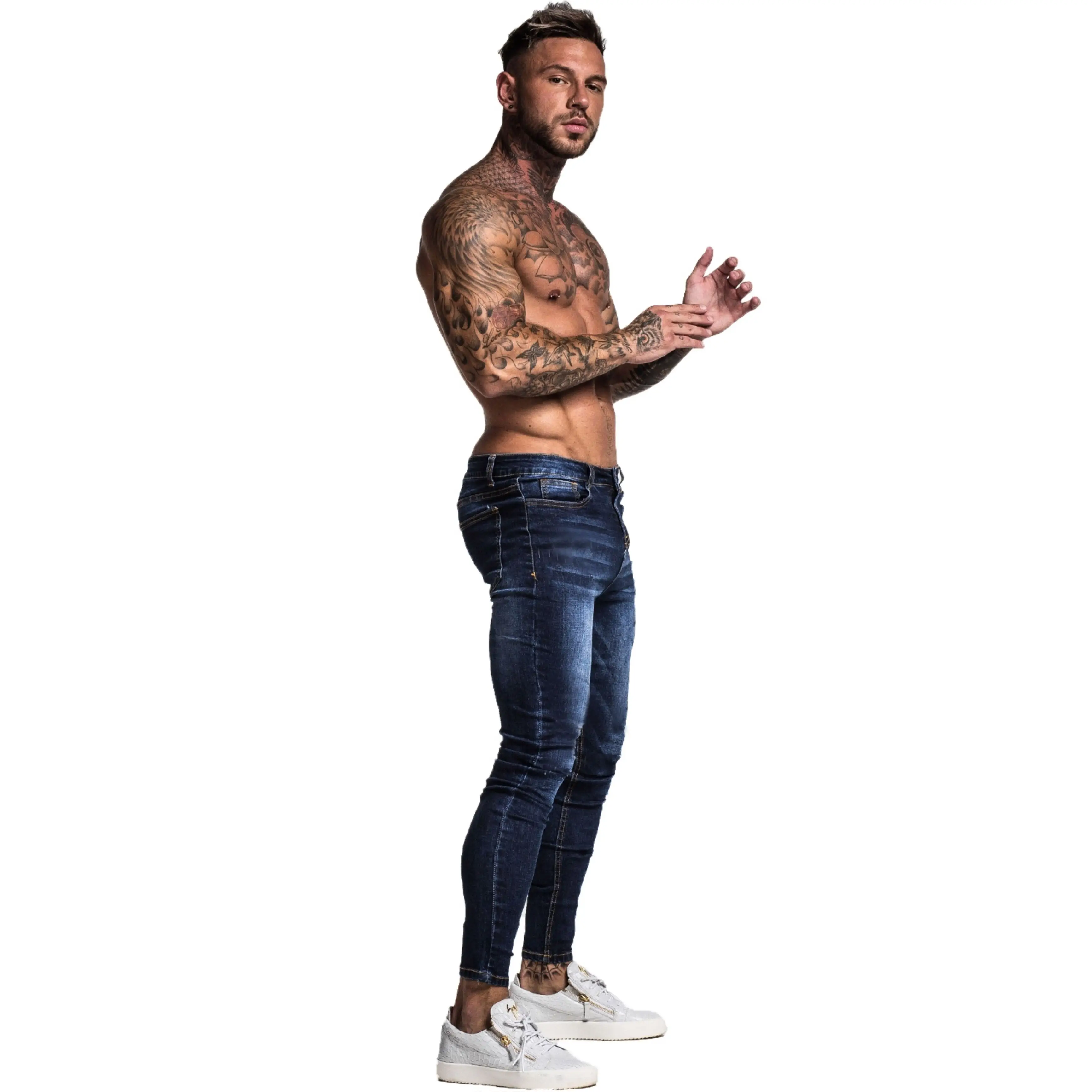 2021 голубые брендовые джинсы для мужчин Slim Fit скинни в уличном стиле одежда хип-хоп