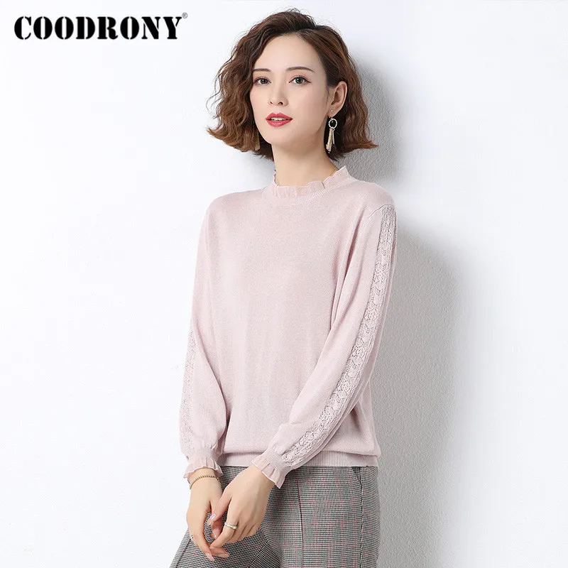 

COODRONY Brand Streetwear Fashion Ruffled Collar Sweater Female 2020 Winter Casual Slim Pullover Wool Women's Clothing W1038